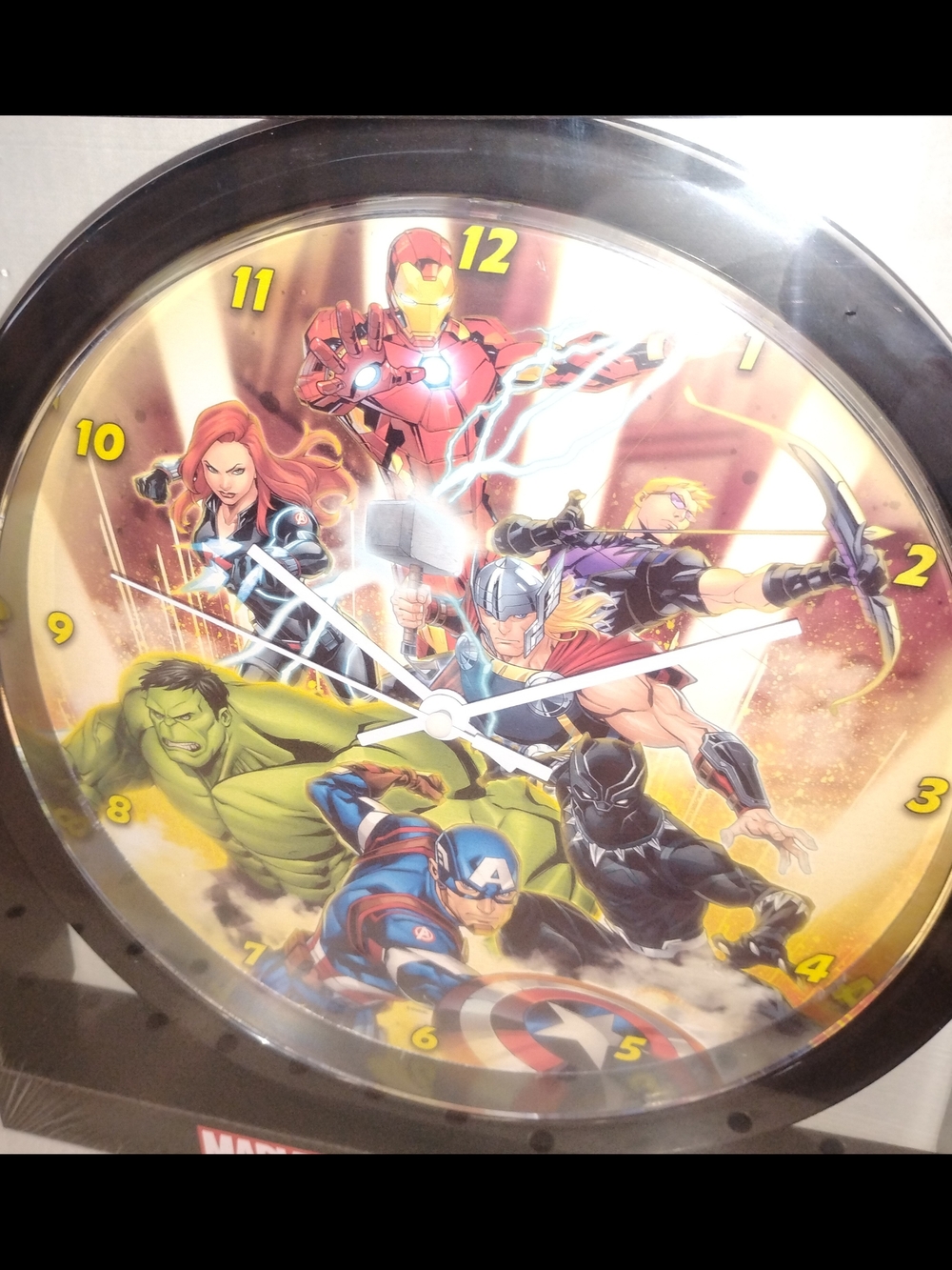 Kids' Marvel Black Framed Avengers Clock